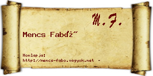 Mencs Fabó névjegykártya